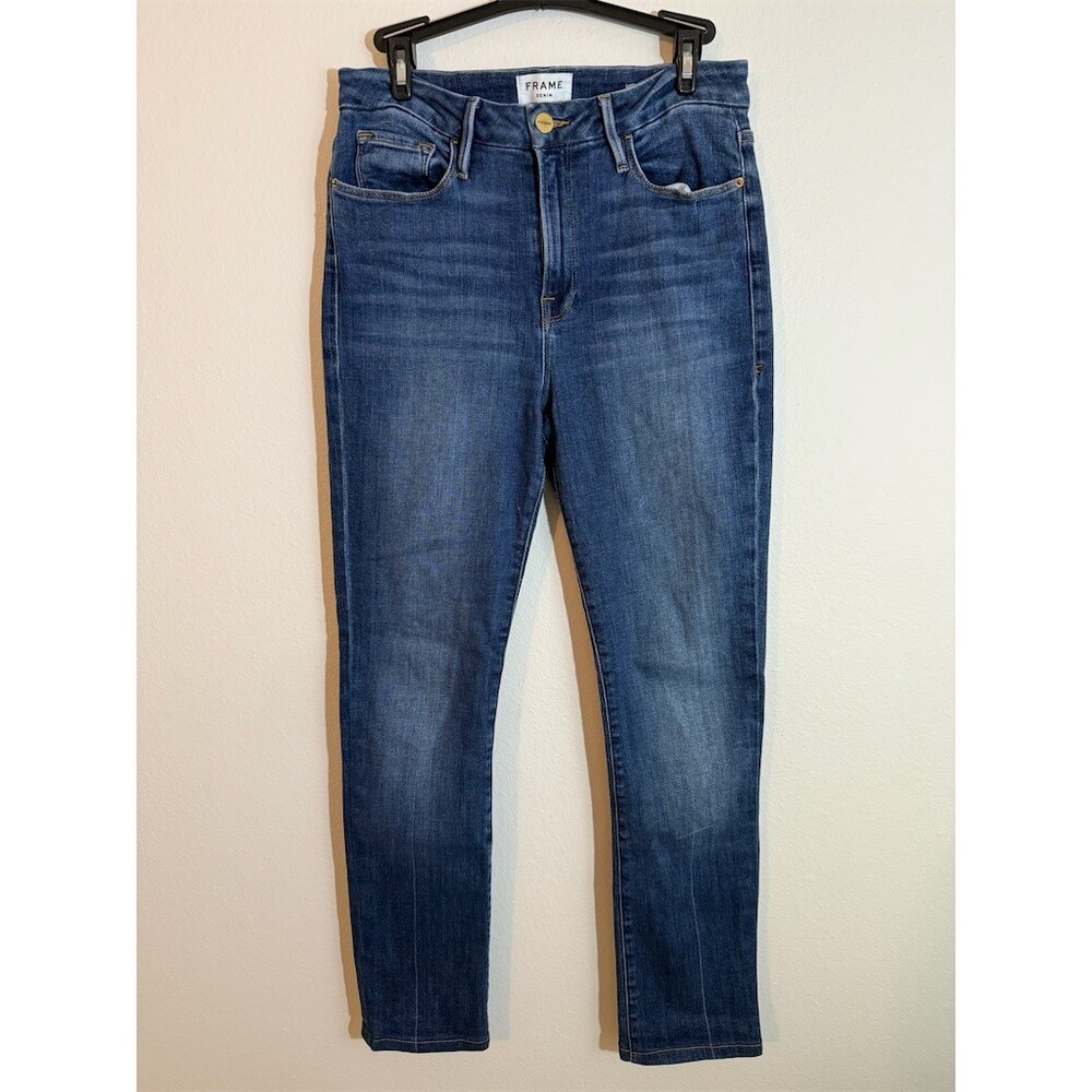 FRAME Le Mini Boot Jeans Womens Size 30 Medium Blue Wash High Rise Stretch
